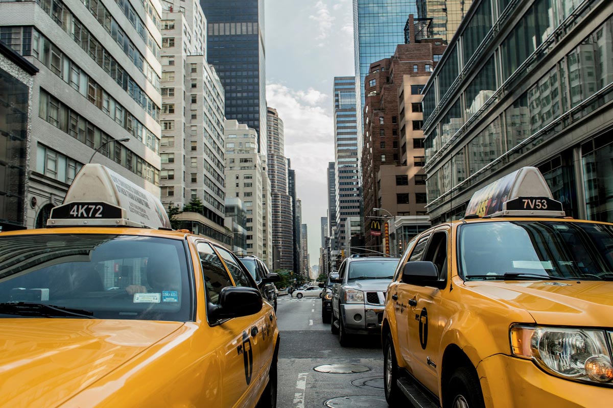 Taxi cab on New York roads